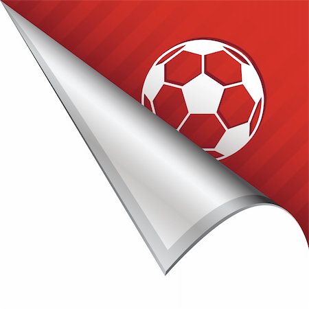 simsearch:400-05742497,k - Soccer ball sports icon on vector peeled corner tab suitable for use in print, on websites, or in advertising materials. Foto de stock - Royalty-Free Super Valor e Assinatura, Número: 400-05747645