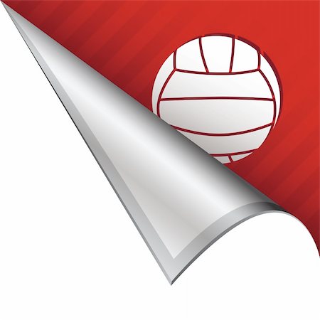 simsearch:400-05742497,k - Volleyball sports icon on vector peeled corner tab suitable for use in print, on websites, or in advertising materials. Foto de stock - Royalty-Free Super Valor e Assinatura, Número: 400-05747648