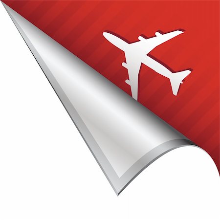 simsearch:400-05742497,k - Airport or airplane icon on vector peeled corner tab suitable for use in print, on websites, or in advertising materials. Foto de stock - Royalty-Free Super Valor e Assinatura, Número: 400-05747654