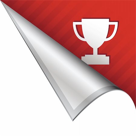 simsearch:400-05742534,k - Trophy or award icon on vector peeled corner tab suitable for use in print, on websites, or in advertising materials. Stock Photo - Budget Royalty-Free & Subscription, Code: 400-05747655