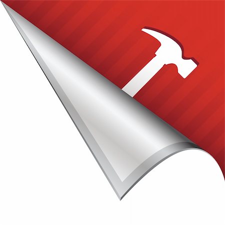 Hammer or tool icon on vector peeled corner tab suitable for use in print, on websites, or in advertising materials. Stock Photo - Budget Royalty-Free & Subscription, Code: 400-05747652