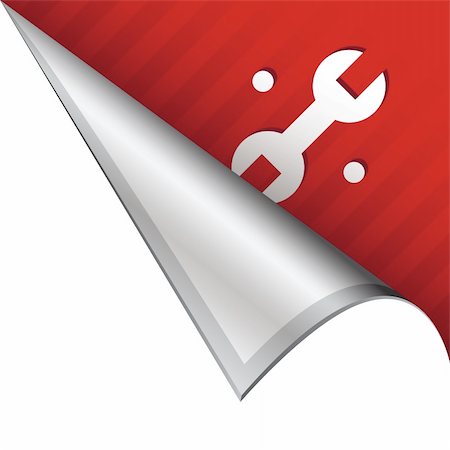 simsearch:400-05742534,k - Wrench or repair icon on vector peeled corner tab suitable for use in print, on websites, or in advertising materials. Stock Photo - Budget Royalty-Free & Subscription, Code: 400-05747653