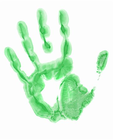 Hand print with green color isolated on white background Stock Photo - Budget Royalty-Free & Subscription, Code: 400-05747719