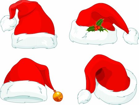 simsearch:400-06207389,k - Set of Santa Claus  hat collection Photographie de stock - Aubaine LD & Abonnement, Code: 400-05747864
