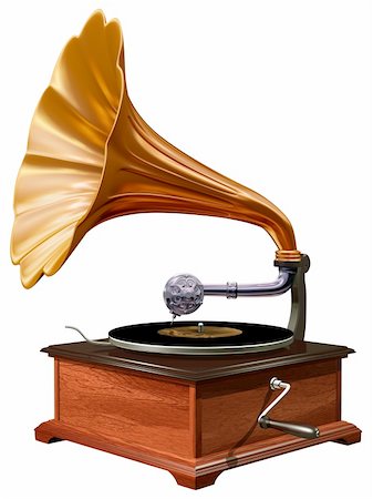 record isolated - Isolated illustration of antique windup gramophone Stock Photo - Budget Royalty-Free & Subscription, Code: 400-05747927