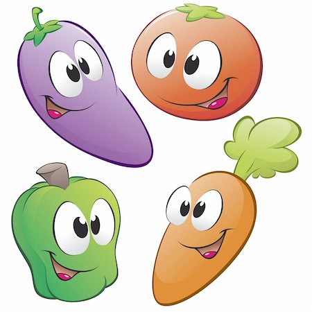 funny cartoon vegetables vector - Vector illustration of cartoon vegetables, grouped and layered for easy editing Stock Photo - Budget Royalty-Free & Subscription, Code: 400-05747984