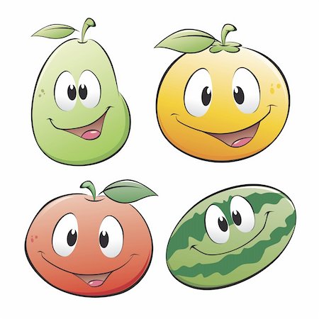 Vector illustration of cartoon fruits, grouped and layered for easy editing Foto de stock - Super Valor sin royalties y Suscripción, Código: 400-05747985
