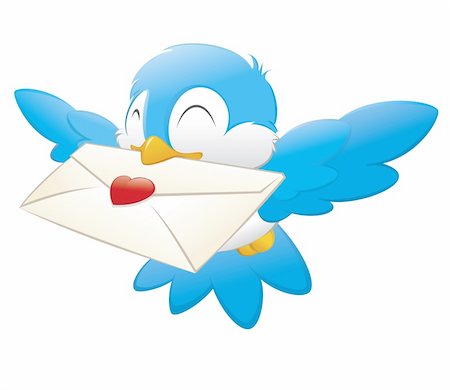 Vector illustration of a blue bird delivering love letter Foto de stock - Super Valor sin royalties y Suscripción, Código: 400-05747981