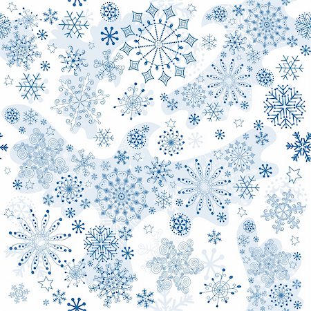 simsearch:400-04709734,k - Seamless white pattern in decorative snow birds and snowflakes (vector) Stock Photo - Budget Royalty-Free & Subscription, Code: 400-05748217