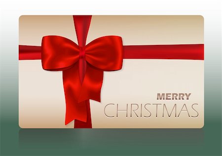 red christmas invitation - Contemporary solid Merry Christmas card with red bow and red ribbon. Vector illustration. Stock Photo - Budget Royalty-Free & Subscription, Code: 400-05748446