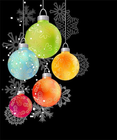 simsearch:400-05364565,k - Christmas background with glass balls and contour snowflakes Stock Photo - Budget Royalty-Free & Subscription, Code: 400-05748552