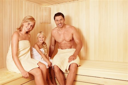 Happy family in the sauna Stock Photo - Budget Royalty-Free & Subscription, Code: 400-05748576