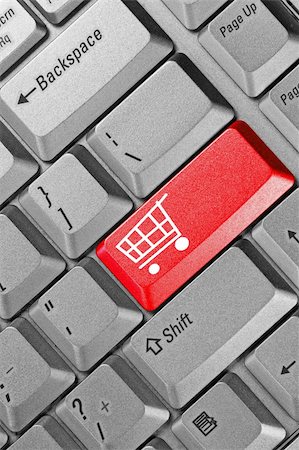 simsearch:400-06484373,k - close up of keyboard with shopping cart on a button Stock Photo - Budget Royalty-Free & Subscription, Code: 400-05748620