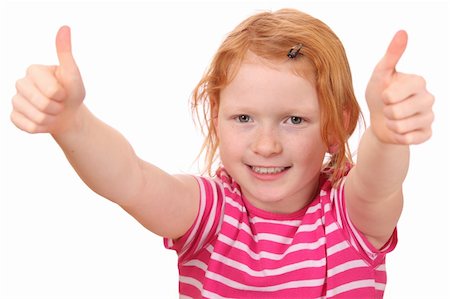 simsearch:400-03952911,k - Portrait of a red haired girl with thumbs up Stock Photo - Budget Royalty-Free & Subscription, Code: 400-05748744