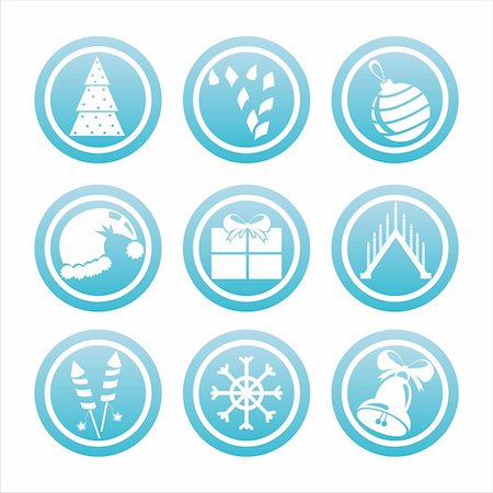 set of 9 blue christmas signs Stock Photo - Budget Royalty-Free & Subscription, Code: 400-05749084