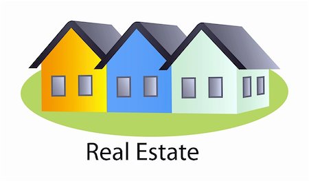 Vector icons of houses and text real estate isolated over white background Stock Photo - Budget Royalty-Free & Subscription, Code: 400-05749164