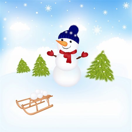 simsearch:400-04771465,k - Christmas Snowman, Vector Illustration Stock Photo - Budget Royalty-Free & Subscription, Code: 400-05749176