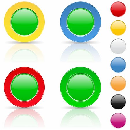 Set of round buttons with reflection, vector illustration Stock Photo - Budget Royalty-Free & Subscription, Code: 400-05749899