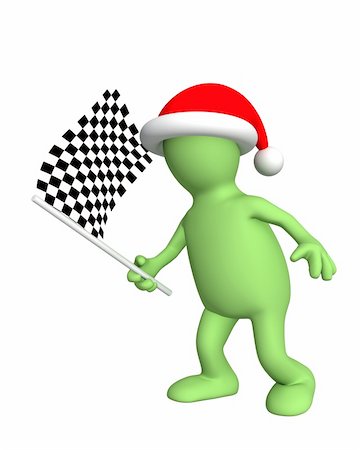 simsearch:400-06913633,k - 3d puppet with checkered flag. Isolated over white Fotografie stock - Microstock e Abbonamento, Codice: 400-05740189