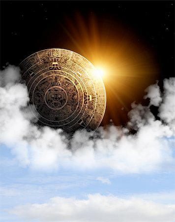 Vertical background with Maya calendar and space cloud Stock Photo - Budget Royalty-Free & Subscription, Code: 400-05740199