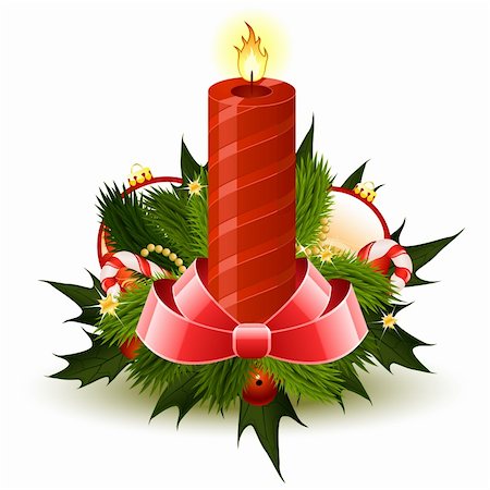 Christmas background with candle and decoration for your design Stock Photo - Budget Royalty-Free & Subscription, Code: 400-05740393