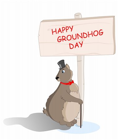 cute groundhog day vector background Foto de stock - Super Valor sin royalties y Suscripción, Código: 400-05740454