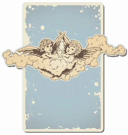 simsearch:400-07897102,k - vintage Valentine's Day greeting card with angels Stock Photo - Budget Royalty-Free & Subscription, Code: 400-05740470