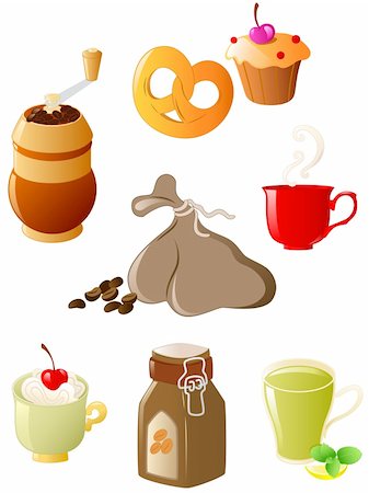 set of vector glossy coffee and tea icons Stock Photo - Budget Royalty-Free & Subscription, Code: 400-05740502