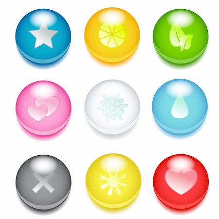 Set of nine 3d colored icons with different signs Stock Photo - Budget Royalty-Free & Subscription, Code: 400-05740535