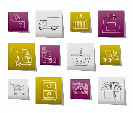 Storage, transportation, cargo and shipping icons - vector icon set Stock Photo - Budget Royalty-Free & Subscription, Code: 400-05740891