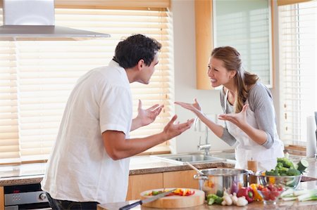 Young couple having a fight in the kitchen Stock Photo - Budget Royalty-Free & Subscription, Code: 400-05740992