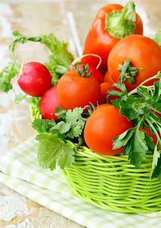 Different fresh vegetables on the table Stock Photo - Budget Royalty-Free & Subscription, Code: 400-05741608