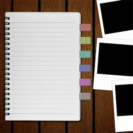 simsearch:400-06924810,k - Blank notebook and reminder on old wood background Photographie de stock - Aubaine LD & Abonnement, Code: 400-05741727