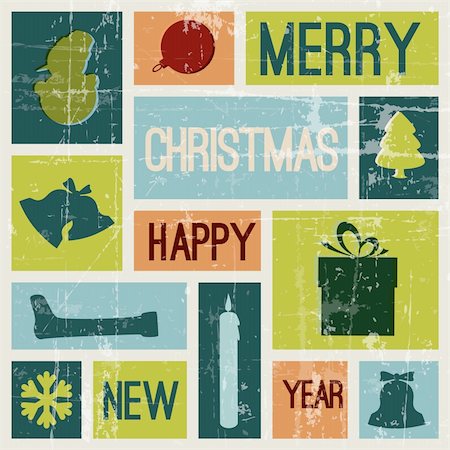 simsearch:400-05735543,k - Vector Vintage vector christmas card with various seasonal shapes Photographie de stock - Aubaine LD & Abonnement, Code: 400-05742079