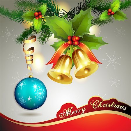 simsearch:400-07123692,k - Christmas ball with pine tree and bells Stock Photo - Budget Royalty-Free & Subscription, Code: 400-05742197
