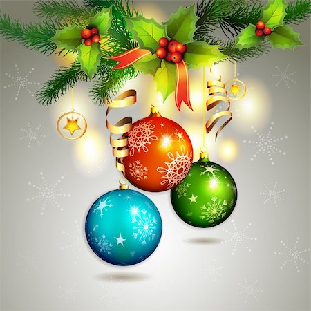 simsearch:400-07123692,k - Christmas ball with pine tree branch Stock Photo - Budget Royalty-Free & Subscription, Code: 400-05742208