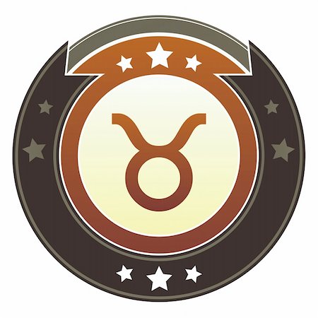 Taurus zodiac astrology icon on round red and brown imperial vector button with star accents suitable for use on website, in print and promotional materials, and for advertising. Stock Photo - Budget Royalty-Free & Subscription, Code: 400-05742314