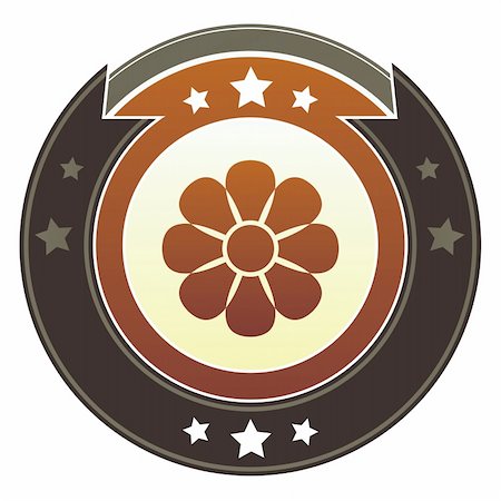 simsearch:400-06697957,k - Flower, nature or beauty icon on round red and brown imperial vector button with star accents Stock Photo - Budget Royalty-Free & Subscription, Code: 400-05742327