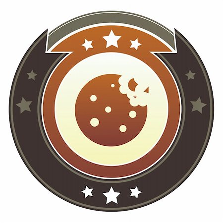 simsearch:400-05742337,k - Cookie, dessert, or food icon on round red and brown imperial vector button with star accents Stock Photo - Budget Royalty-Free & Subscription, Code: 400-05742329