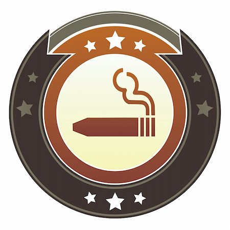 simsearch:400-06697957,k - Cigar or smoking permitted icon on round red and brown imperial vector button with star accents Stock Photo - Budget Royalty-Free & Subscription, Code: 400-05742355