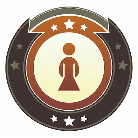 simsearch:400-06697957,k - Female icon on round red and brown imperial vector button with star accents Stock Photo - Budget Royalty-Free & Subscription, Code: 400-05742351