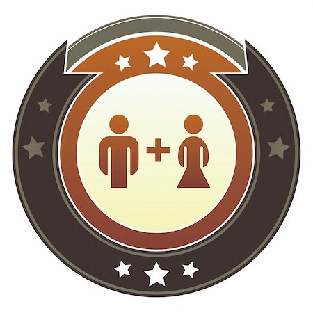 Male and female or unisex icon on round red and brown imperial vector button with star accents Photographie de stock - Aubaine LD & Abonnement, Code: 400-05742353