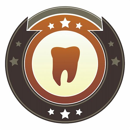 simsearch:400-06697957,k - Tooth, dentist, or checkup icon on round red and brown imperial vector button with star accents Stock Photo - Budget Royalty-Free & Subscription, Code: 400-05742368