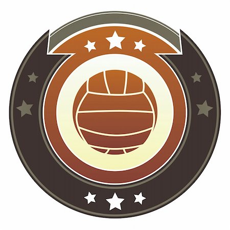 simsearch:400-06697957,k - Volleyball icon on round red and brown imperial vector button with star accents Stock Photo - Budget Royalty-Free & Subscription, Code: 400-05742362
