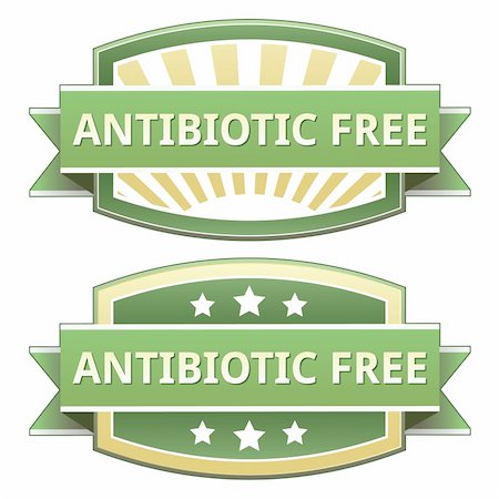 Antibiotic free food label, badge or seal with green and yellow color in vector Fotografie stock - Microstock e Abbonamento, Codice: 400-05742375