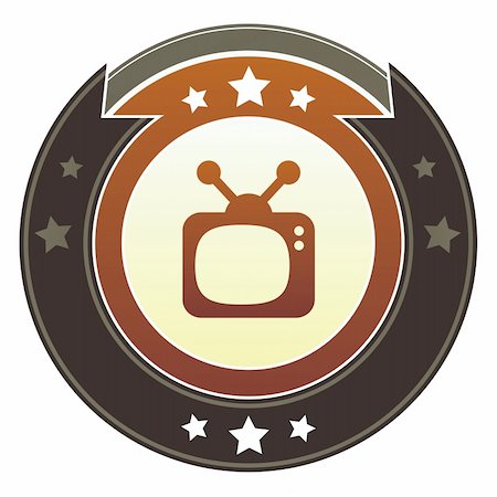 simsearch:400-05742337,k - Television, movie, or video icon on round red and brown imperial vector button with star accents Stock Photo - Budget Royalty-Free & Subscription, Code: 400-05742371
