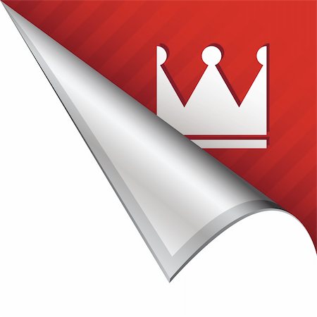 simsearch:400-05742497,k - Crown icon on vector peeled corner tab suitable for use in print, on websites, or in advertising materials. Foto de stock - Royalty-Free Super Valor e Assinatura, Número: 400-05742510