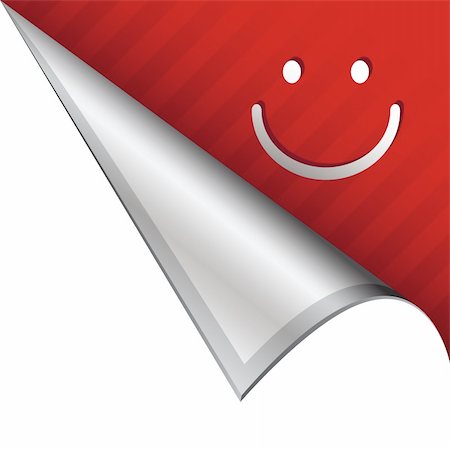 simsearch:400-05742534,k - Smiley face emoticon icon on vector peeled corner tab suitable for use in print, on websites, or in advertising materials. Stock Photo - Budget Royalty-Free & Subscription, Code: 400-05742520
