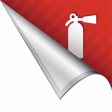 simsearch:400-05742534,k - Fire extinguisher icon on vector peeled corner tab suitable for use in print, on websites, or in advertising materials. Stock Photo - Budget Royalty-Free & Subscription, Code: 400-05742521