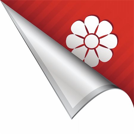 simsearch:400-05742497,k - Flower icon on vector peeled corner tab suitable for use in print, on websites, or in advertising materials. Foto de stock - Royalty-Free Super Valor e Assinatura, Número: 400-05742522